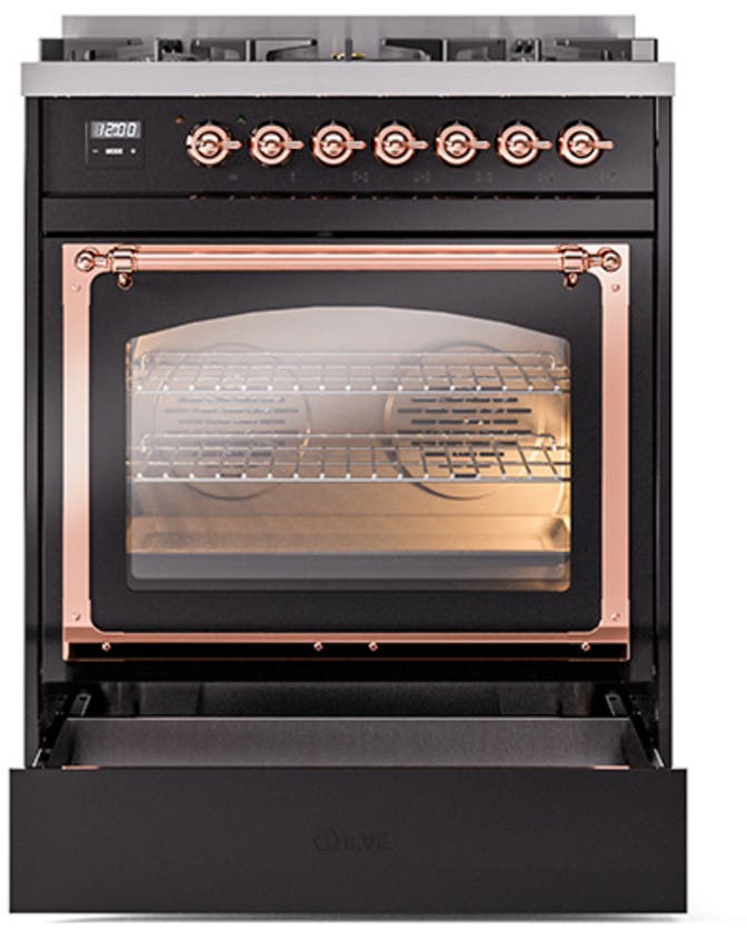 Ilve UN30NMPBKP Glossy Black With Copper Knobs, Natural Gas
