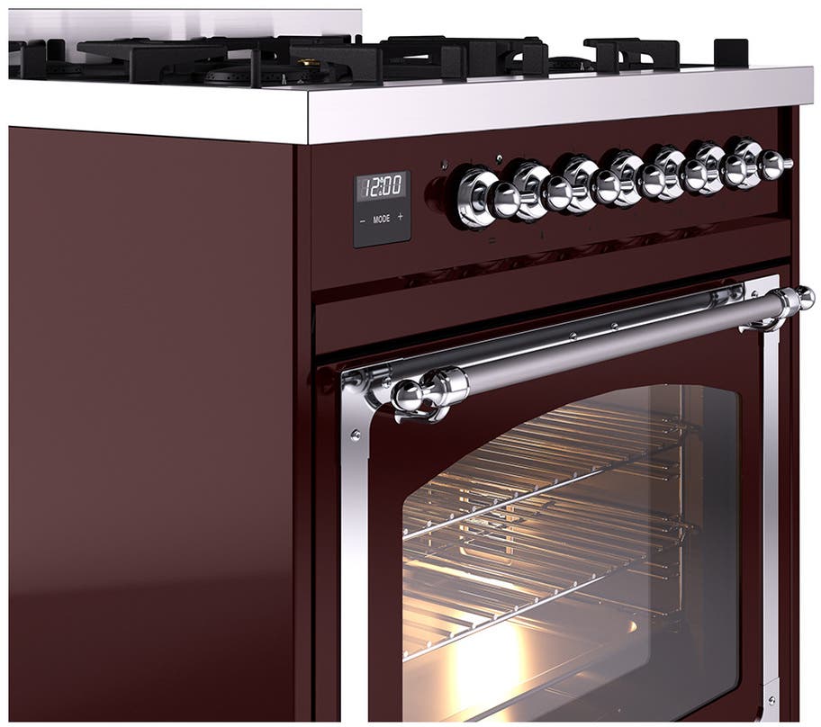 Ilve UN30NMPBUCLP Burgundy With Chrome Knobs, Liquid Propane