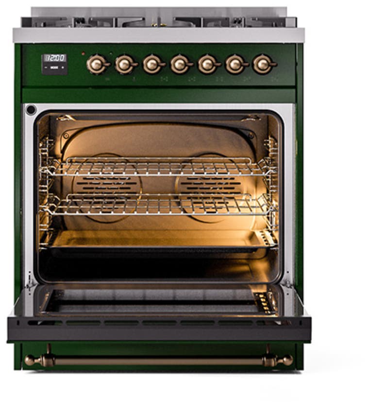 Ilve UN30NMPEGBLP Emerald Green With Bronze Knobs, Liquid Propane