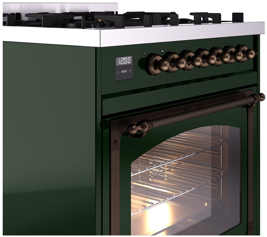 Ilve UN30NMPEGBLP Emerald Green With Bronze Knobs, Liquid Propane