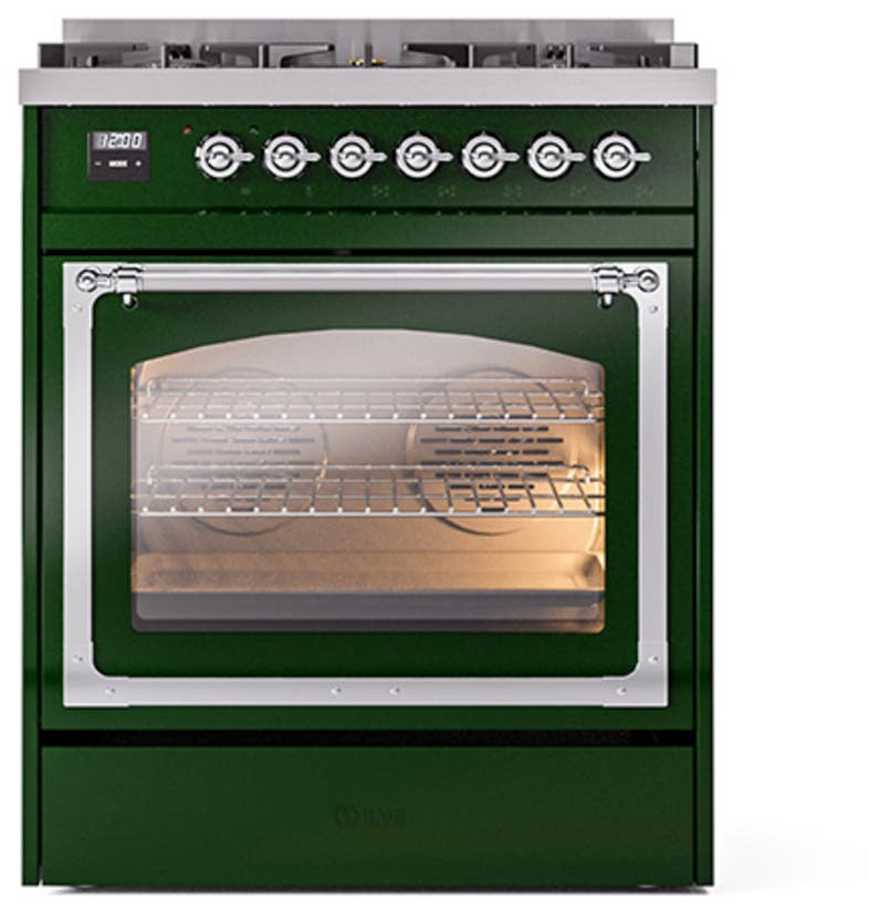Ilve UN30NMPEGCLP Emerald Green With Chrome Knobs, Liquid Propane