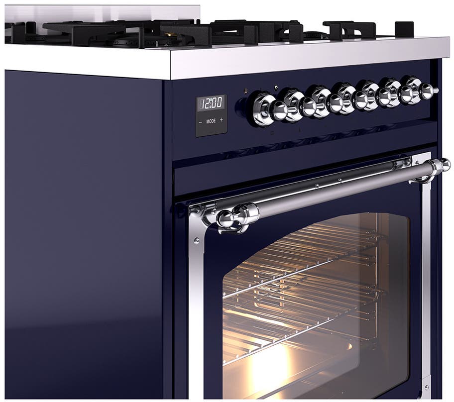 Ilve UN30NMPMBC Midnight Blue With Chrome Knobs, Natural Gas