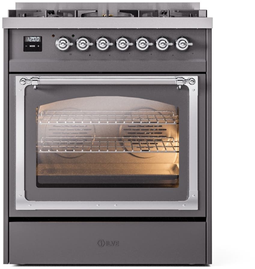 Ilve UN30NMPMGCLP Graphite Matte With Chrome Knobs, Liquid Propane