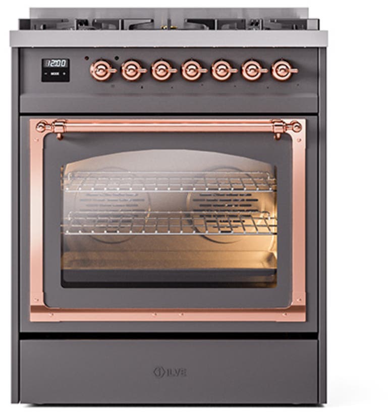 Ilve UN30NMPMGP Graphite Matte With Copper Knobs, Natural Gas