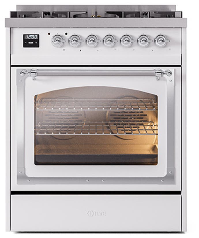 Ilve UN30NMPWHCLP White With Chrome Knobs, Liquid Propane