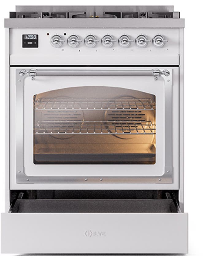 Ilve UN30NMPWHCLP White With Chrome Knobs, Liquid Propane