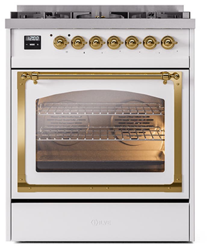 Ilve UN30NMPWHG White With Brass Knobs, Natural Gas