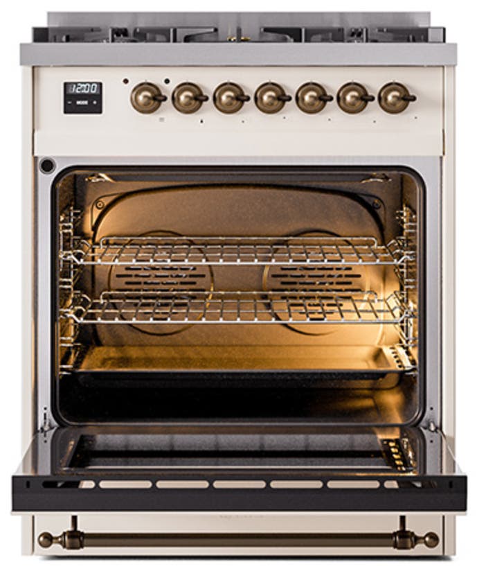 Ilve UN30QNMPAWBLP Antique White With Bronze Knobs, Liquid Propane