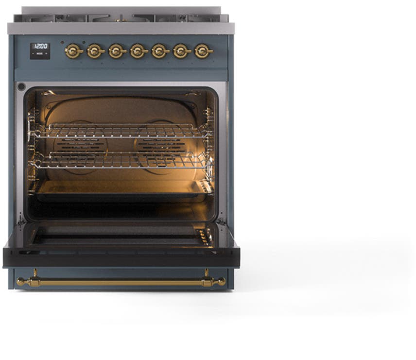 Ilve UN30QNMPBGGLP Blue Grey With Brass Knobs, Liquid Propane