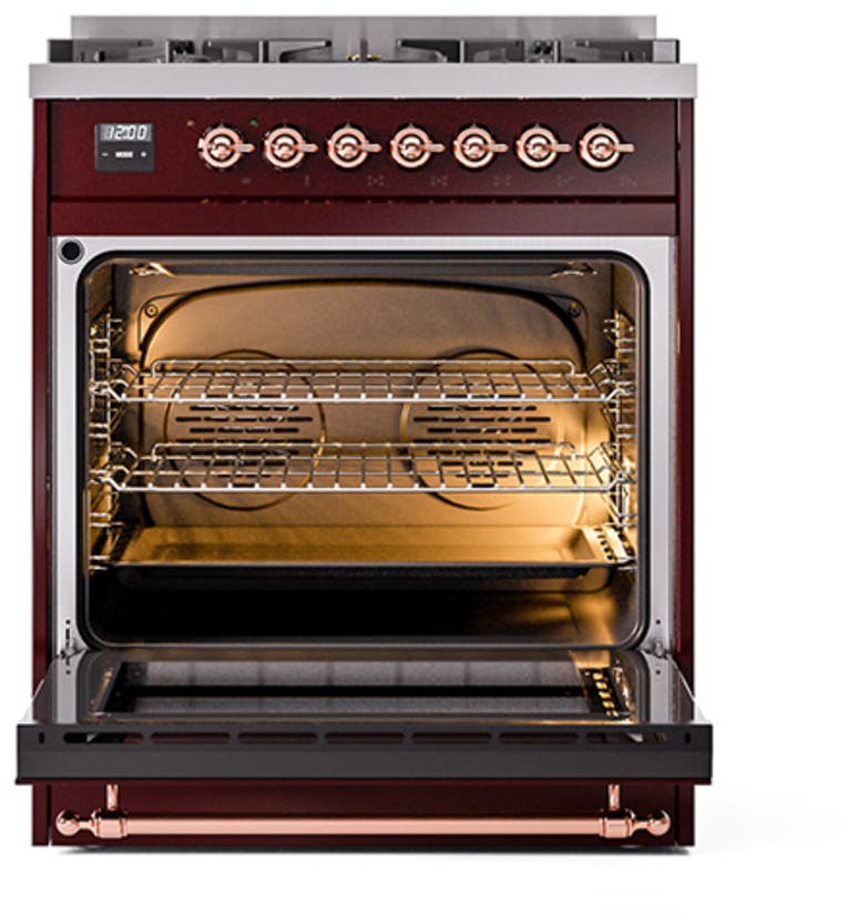 Ilve UN30QNMPBUPLP Burgundy With Copper Knobs, Liquid Propane