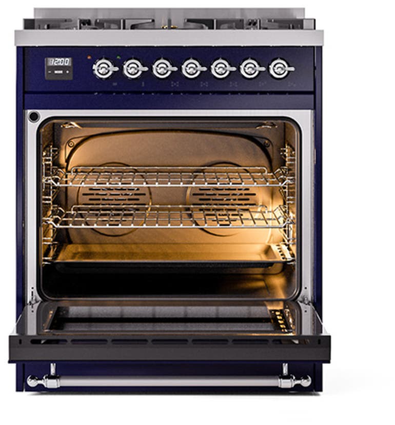 Ilve UN30QNMPMBC Midnight Blue With Chrome Knobs, Natural Gas