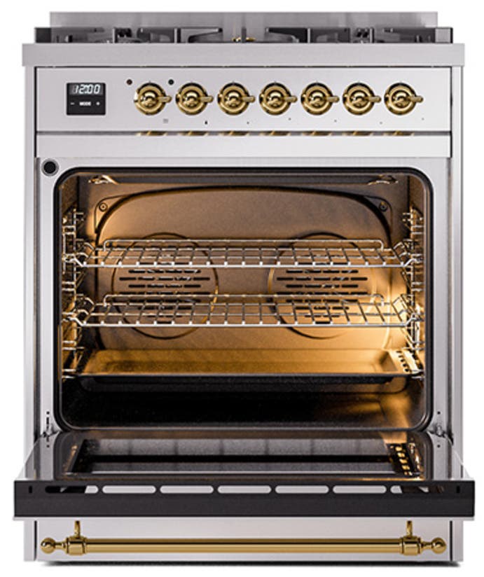 Ilve UN30QNMPSSG Stainless Steel With Brass Knobs, Natural Gas