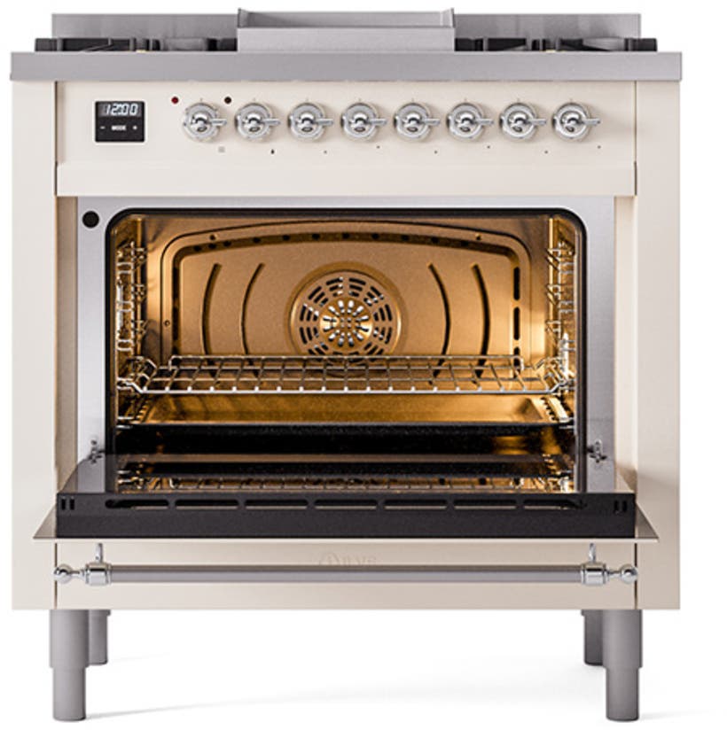 Ilve UN36FNMPAWCLP Antique White With Chrome Knobs, Liquid Propane
