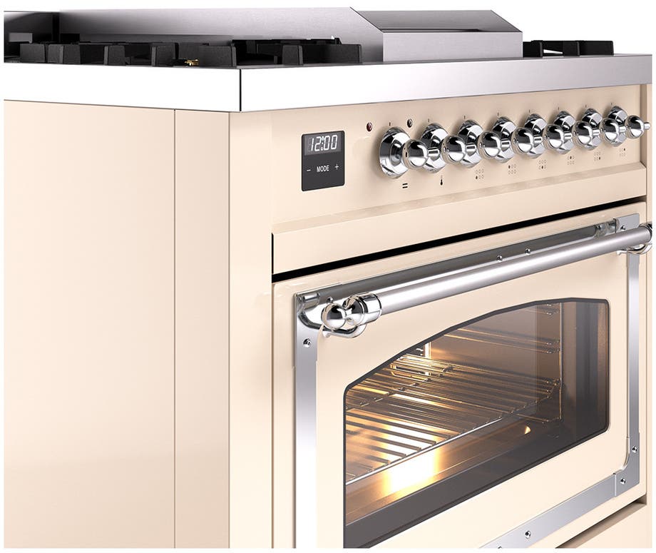 Ilve UN36FNMPAWCLP Antique White With Chrome Knobs, Liquid Propane