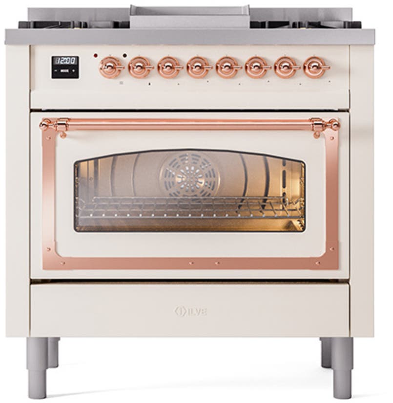 Ilve UN36FNMPAWP Antique White With Copper Knobs, Natural Gas