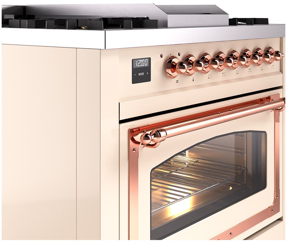 Ilve UN36FNMPAWPLP Antique White With Copper Knobs, Liquid Propane
