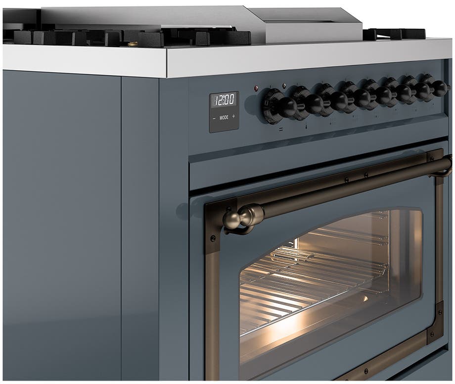 Ilve UN36FNMPBGB Blue Grey With Bronze Knobs, Natural Gas