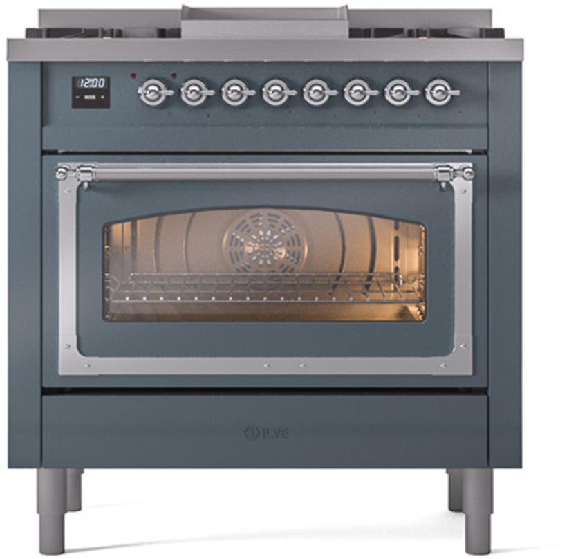 Ilve UN36FNMPBGBLP Blue Grey With Bronze Knobs, Liquid Propane