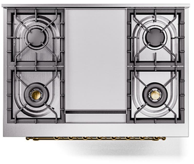 Ilve UN36FNMPBKGLP Glossy Black With Brass Knobs, Liquid Propane