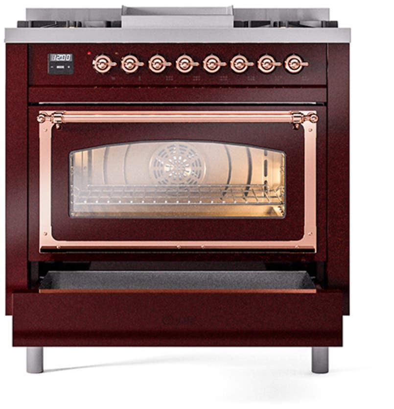 Ilve UN36FNMPBUPLP Burgundy With Copper Knobs, Liquid Propane
