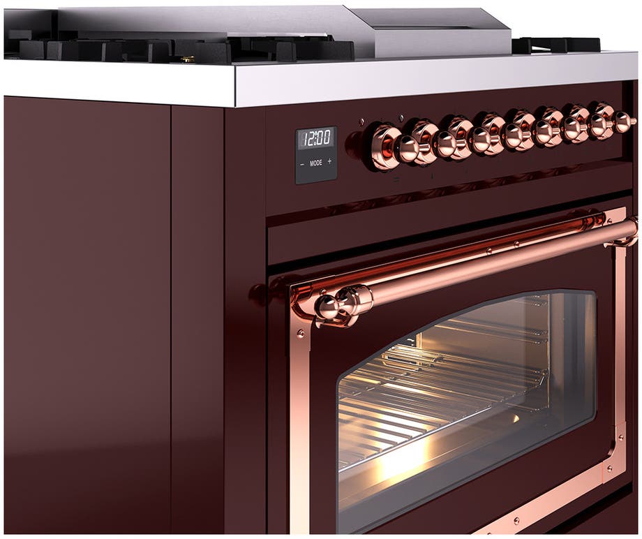 Ilve UN36FNMPBUPLP Burgundy With Copper Knobs, Liquid Propane