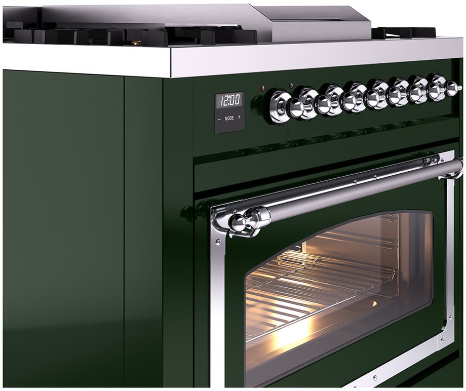 Ilve UN36FNMPEGC Emerald Green With Chrome Knobs, Natural Gas