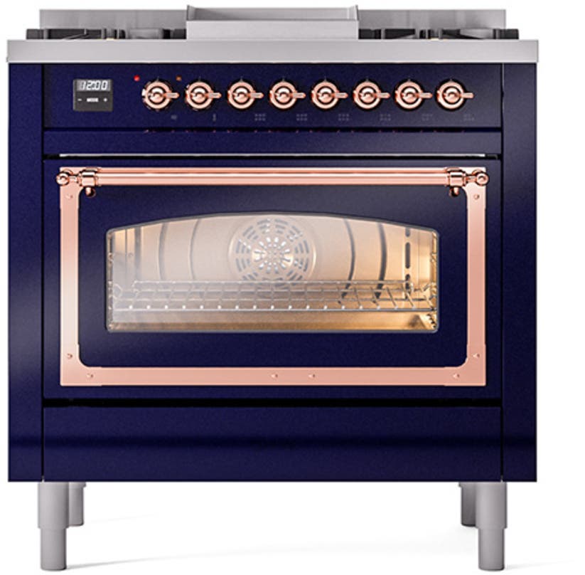 Ilve UN36FNMPMBPLP Midnight Blue With Copper Knobs, Liquid Propane