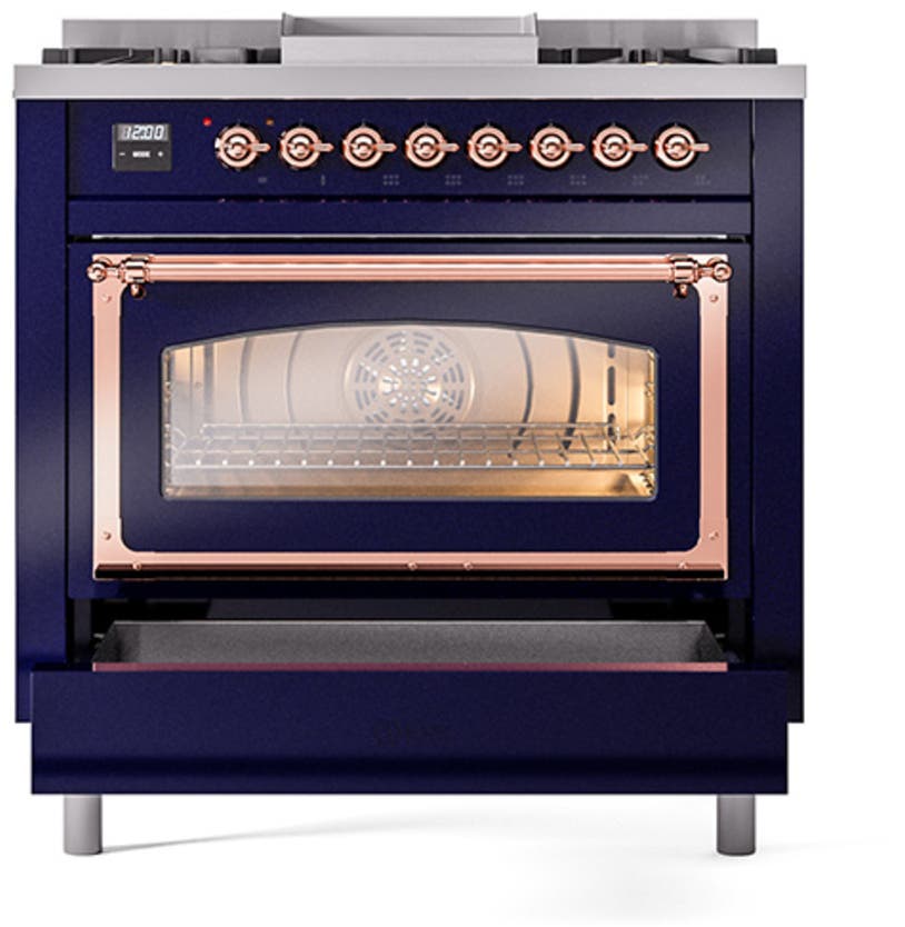 Ilve UN36FNMPMBPLP Midnight Blue With Copper Knobs, Liquid Propane