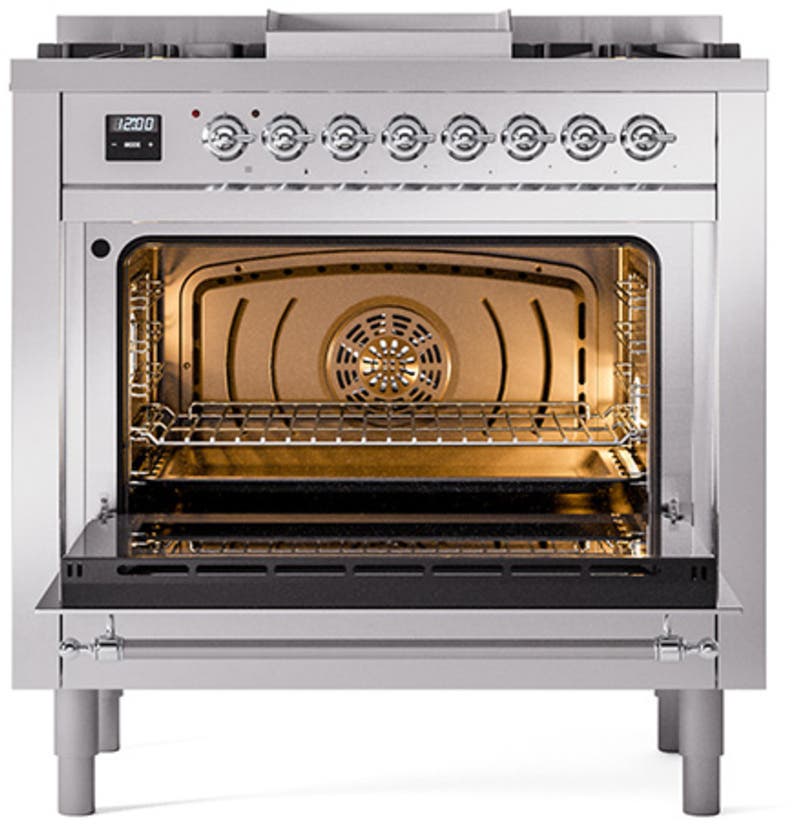 Ilve UN36FNMPSSCLP Stainless Steel With Chrome Knobs, Liquid Propane