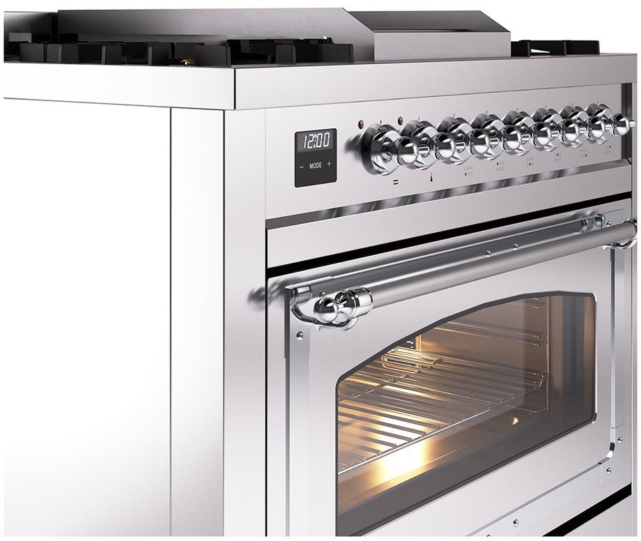 Ilve UN36FNMPSSCLP Stainless Steel With Chrome Knobs, Liquid Propane