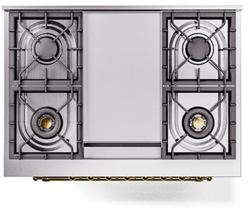 Ilve UN36FNMPSSGLP Stainless Steel With Brass Knobs, Liquid Propane