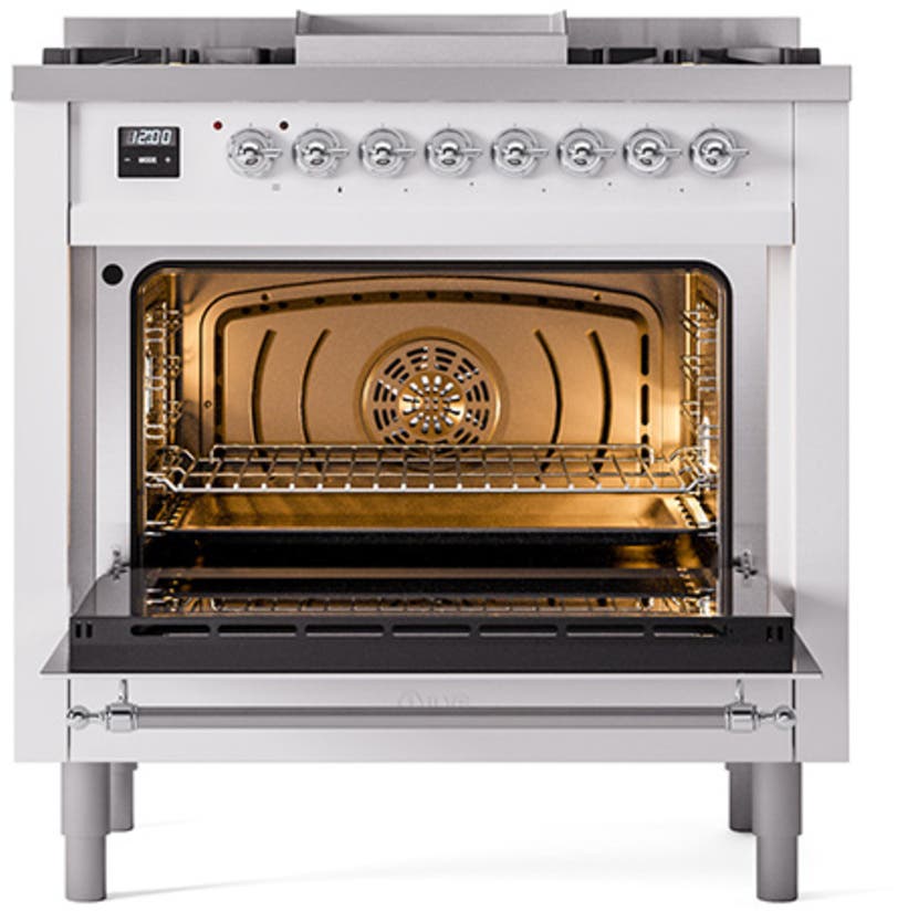 Ilve UN36FNMPWHCLP White With Chrome Knobs, Liquid Propane
