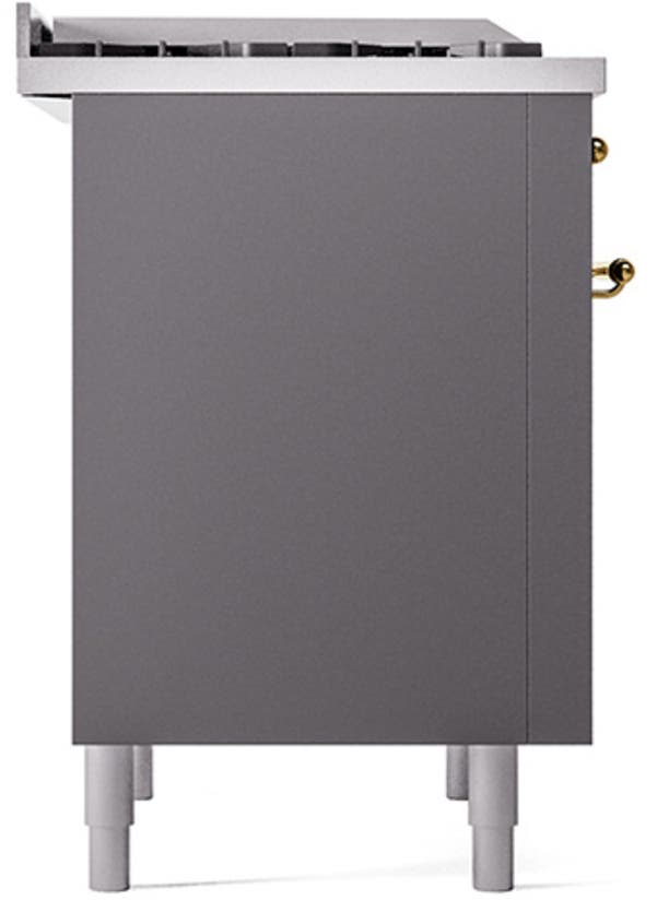 Ilve UN36FQNMPMGGLP Graphite Matte With Brass Knobs, Liquid Propane