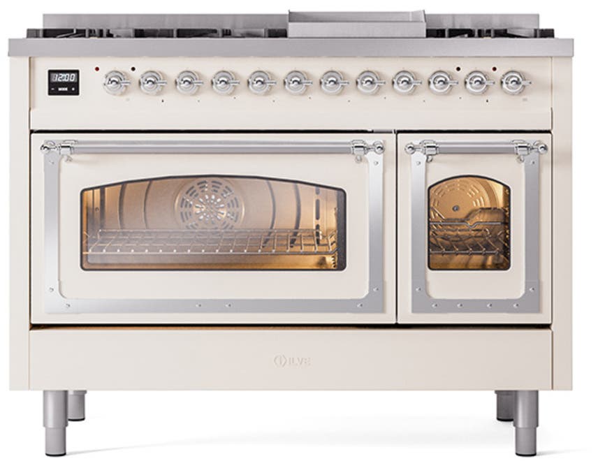 Ilve UN48FNMPAWC Antique White With Chrome Knobs, Natural Gas