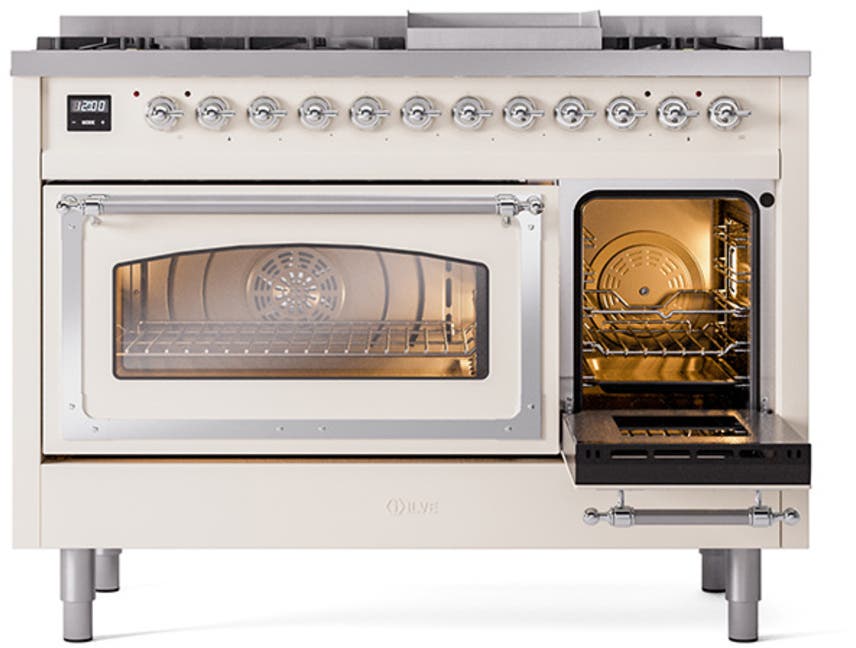 Ilve UN48FNMPAWC Antique White With Chrome Knobs, Natural Gas