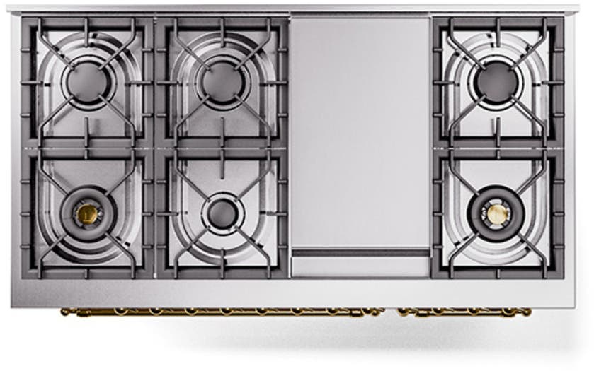 Ilve UN48FNMPAWGLP Antique White With Brass Knobs, Liquid Propane