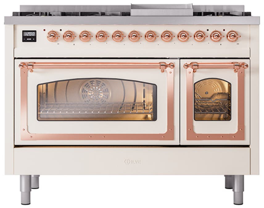 Ilve UN48FNMPAWP Antique White With Copper Knobs, Natural Gas