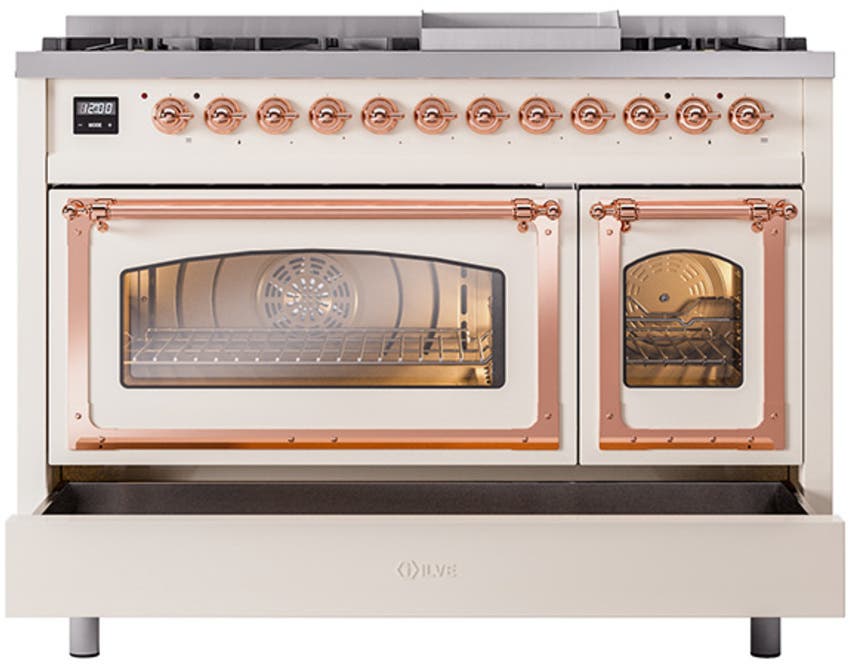 Ilve UN48FNMPAWP Antique White With Copper Knobs, Natural Gas
