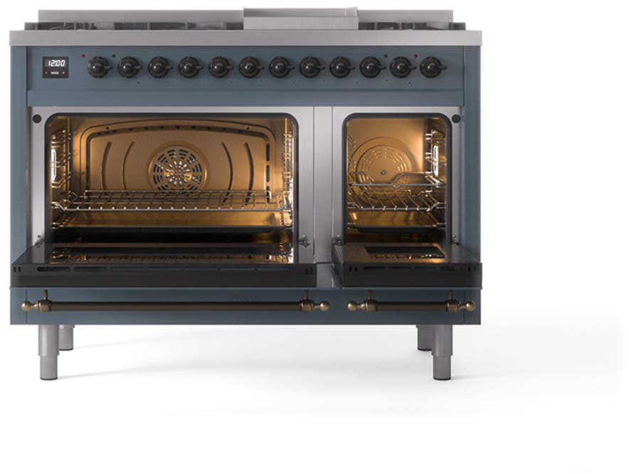 Ilve UN48FNMPBGB Blue Grey With Bronze Knobs, Natural Gas