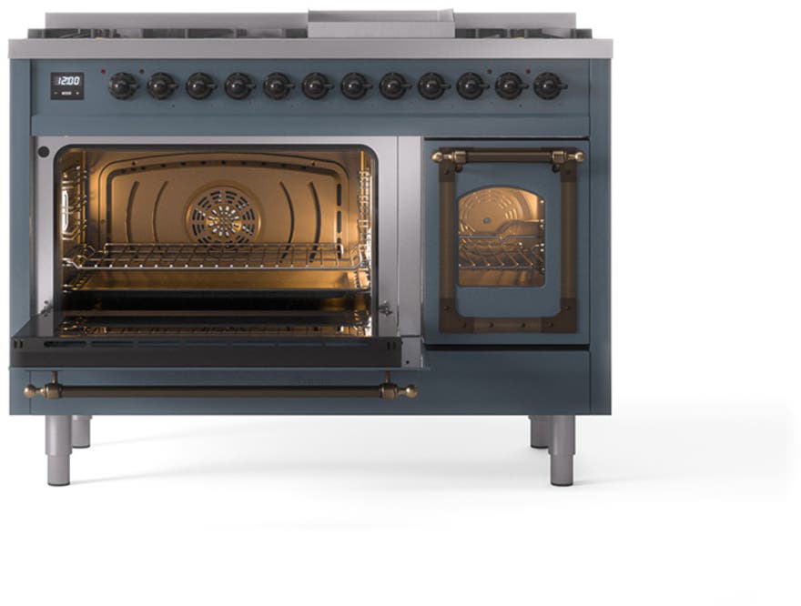 Ilve UN48FNMPBGB Blue Grey With Bronze Knobs, Natural Gas