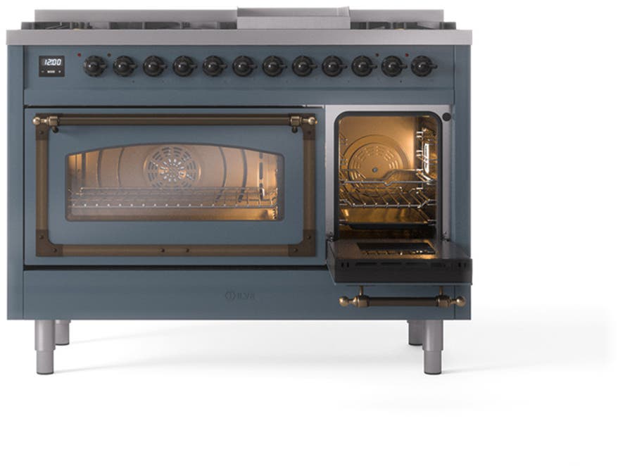 Ilve UN48FNMPBGBLP Blue Grey With Bronze Knobs, Liquid Propane