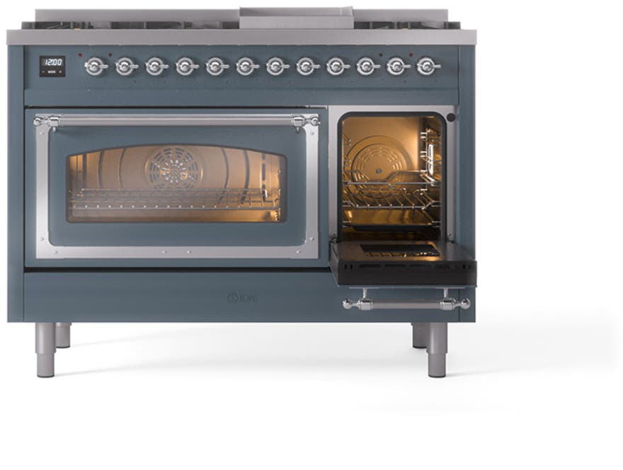 Ilve UN48FNMPBGCLP Blue Grey With Chrome Knobs, Liquid Propane