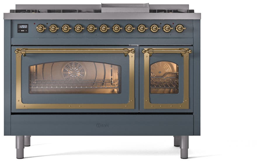 Ilve UN48FNMPBGG Blue Grey With Brass Knobs, Natural Gas