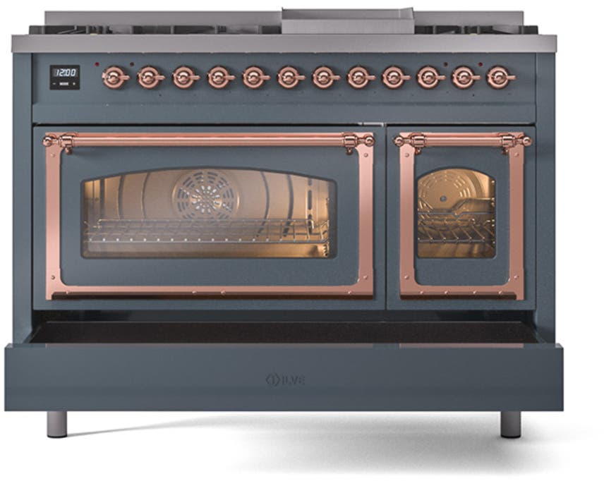 Ilve UN48FNMPBGP Blue Grey With Copper Knobs, Natural Gas