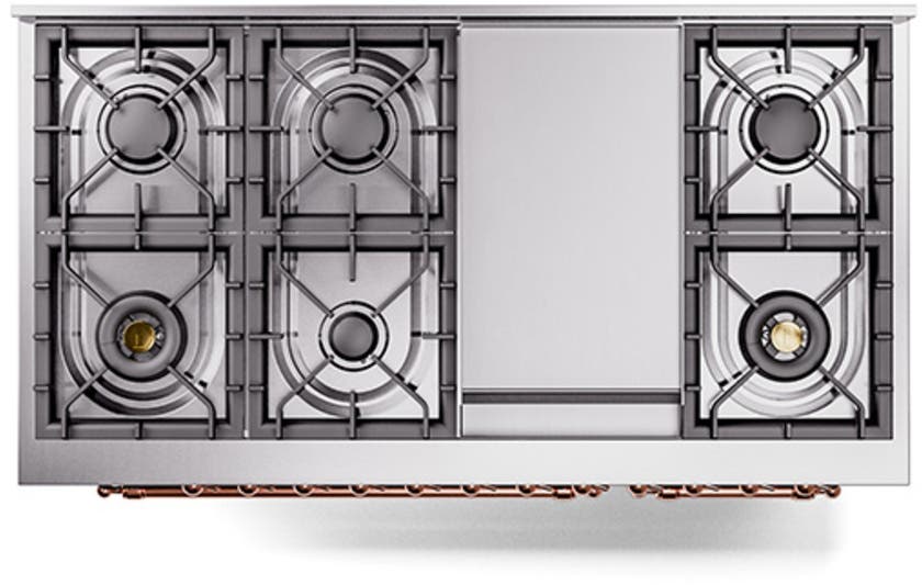 Ilve UN48FNMPBKPLP Glossy Black With Copper Knobs, Liquid Propane