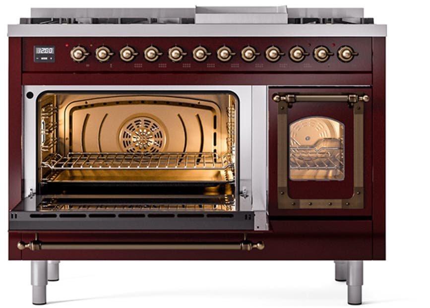 Ilve UN48FNMPBUBLP Burgundy With Bronze Knobs, Liquid Propane