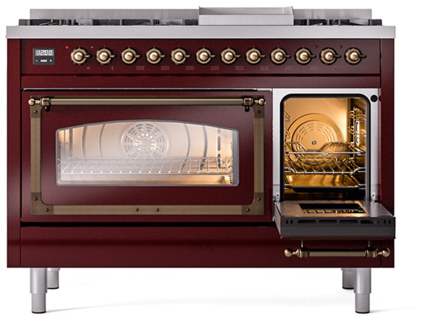 Ilve UN48FNMPBUBLP Burgundy With Bronze Knobs, Liquid Propane
