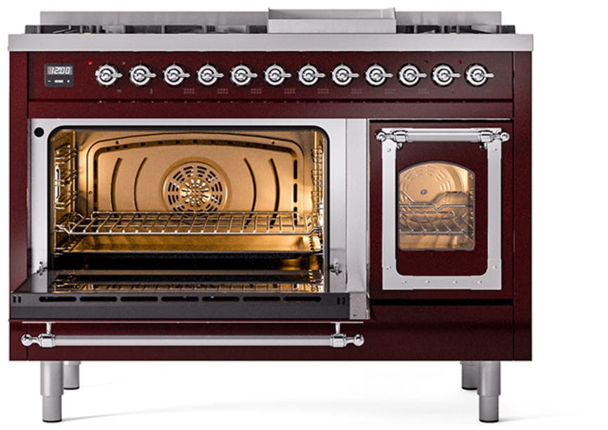 Ilve UN48FNMPBUCLP Burgundy With Chrome Knobs, Liquid Propane