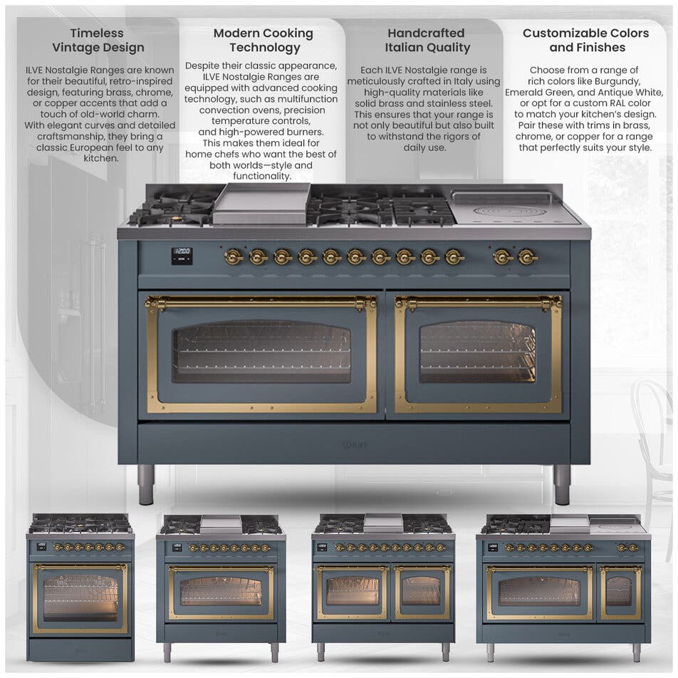 Ilve UN48FNMPBUP Burgundy With Copper Knobs, Natural Gas