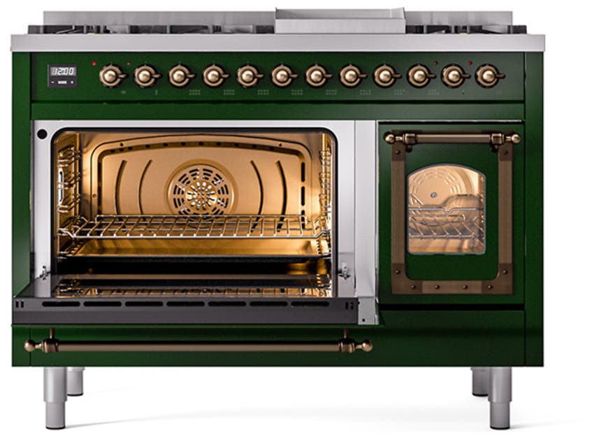Ilve UN48FNMPEGB Emerald Green With Bronze Knobs, Natural Gas